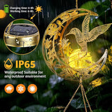 Solar Wind Chimes for Outside Hummingbird Gifts for Women Mom Grandma Sister Crackle Glass Ball Wind Chimes Solar Lights Outdoor Decor for Garden Backyard Patio Yard Porch, Mothers Gift Birthday Gifts