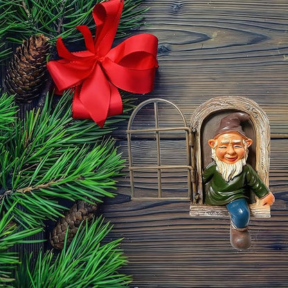 5.7-inch Elf Out The Door Tree Hugger,Funny Garden Gnome Statue, Hanging Resin Gnome Figurine,Whimsical Tree Sculpture,Garden Peeker Statue,Ideal Patio Yard Lawn Porch Decoration