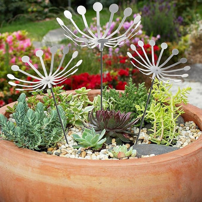 3Pcs Raw Dandelion Creativity Iron Art with Flower Stems Dandelions Garden Stake Metal Flower Pots Lawn Decor for Parents Gift Wedding Outdoor Furniture Home Yard Farm Courtyard Decoration