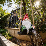 Hanging Garden Gnomes Statues Solar Watering Can Fairy Lights, 6.7''H Swings Gnome Cascading LED Decor for Yard Balcony Backyard Tree Outside, Housewarming Birthday Gifts for Woman Mom Grandma