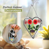 KY&BOSAM Heart Suncatcher for Windows Hangings Grandma Gift Stained Glass Butterfly Suncatcher Pressed Flower Between Heart in Glass Metal Engraved Charm Gift for Women Mother's Day Birthday Christmas