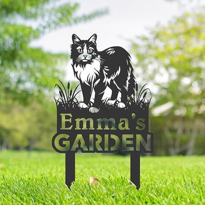 Personalized Cute Cat Kitten Metal Garden Sign,Custom Yard Sign With Stake,Outdoor Garden Décor,Pet Cat Lawn Garden Decorated Statue,Cat Sympathy Yard Metal Sign,Cat Lover Gifts Kailyard Plaque.