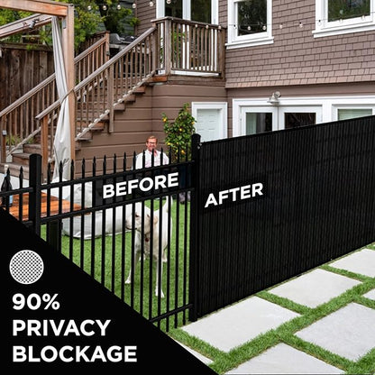Boen - Backyard Privacy Screen Fence Covering 5' x 50' - Black - Instant Outdoor Privacy Fence Screen for Any Metal, Chain Link, Wood Panels or Plastic Fencing - Shade & Block Wind Privacy Wall