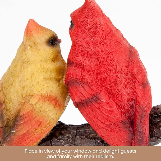Bits and Pieces - 'Pair of Cardinals' Tree Hugger - Yard Decorations - Whimsical Tree Birds Sculpture - Garden Decoration - Garden Peeker Yard Art