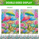Spring Summer Garden Flag 12x18 Inch Double Sided Outside Colorful Mushroom Floral Flowers Outdoor Seasonal Holiday Welcome Yard Decoration