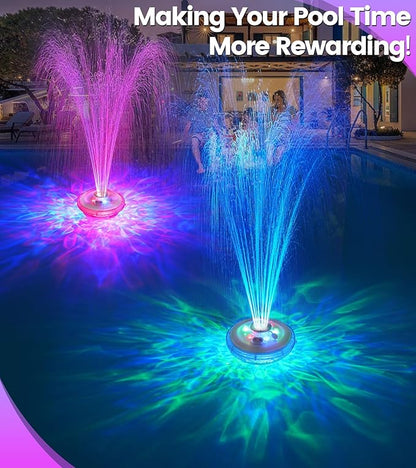 LanAqua Floating Pool Fountain with Lights Show, Upgraded Pool Fountains with Anchor, Pool Water Fountain, Swimming Pool Fountains for Inground Pool, Waterfall for Above Ground Pond-White