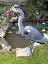 Pond H2o Blue Heron Decoy with Legs & Stake 30'' (76cm) Tall, Adult Blue Heron Statue for Backyard Koi Fish Ponds, Yards & Water Gardens