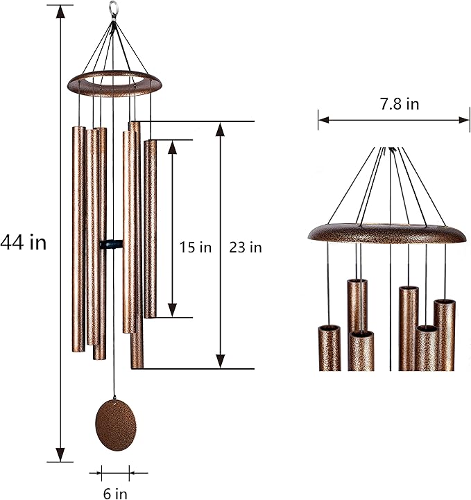 44 Inch Aluminum Wind Chimes Large Outdoor Wind Chime with Deep Soothing Tone Heavy Duty Metal Hanging Wind Chimes for Garden Porch Patio Yard and Home Decor Taiwan Made