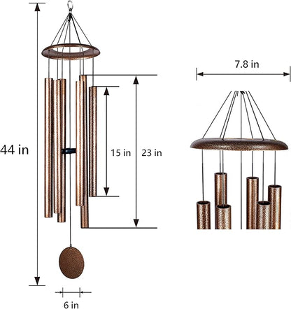 44 Inch Aluminum Wind Chimes Large Outdoor Wind Chime with Deep Soothing Tone Heavy Duty Metal Hanging Wind Chimes for Garden Porch Patio Yard and Home Decor Taiwan Made