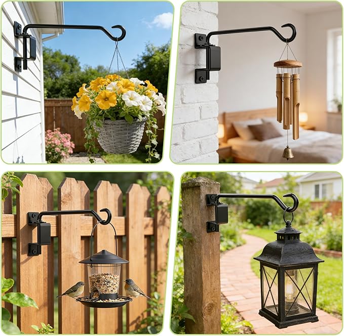 12 Inch Plant Hangers Outdoor,Plant Hooks for Hanging Plants Baskets Bracket Wall,2 Pack Swivel Plants Hanging Hooks Hanger Baskets for Bird Feeder Wind Chime Flower Lantern for Outside