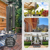 Sympathy Wind Chimes Loss Loved One, Memorial Gift for Loss of Mother Father Husband Condolence Remembrance, Best Sympathy Gift (Black, 36'')
