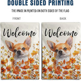 Chihuahua Fall Garden Flag Autumn Dog Yard Sign Orange Floral Thanksgiving Outdoor Banners for Outside 12x18 Double Sided Small Wild Flower Lawn Decorations