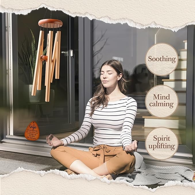 Leebbsin Gifts for Gigi, Gigi Wind Chime, Mother's Day Best Gifts for Gigi, Birthday Gift from Grandchildren, Gift Ideas for Mothers Day, Thanksgiving, Christmas-Large 36''
