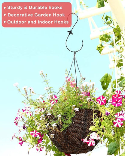 PACETAP Hummingbird Feeder Hook 12-Inch, 2PCS Black Metal Bird Feeders Hanger, Heavy Duty Outdoor Indoor Plant Hangers for Hanging Plants, Wind Chimes, Other Ornaments