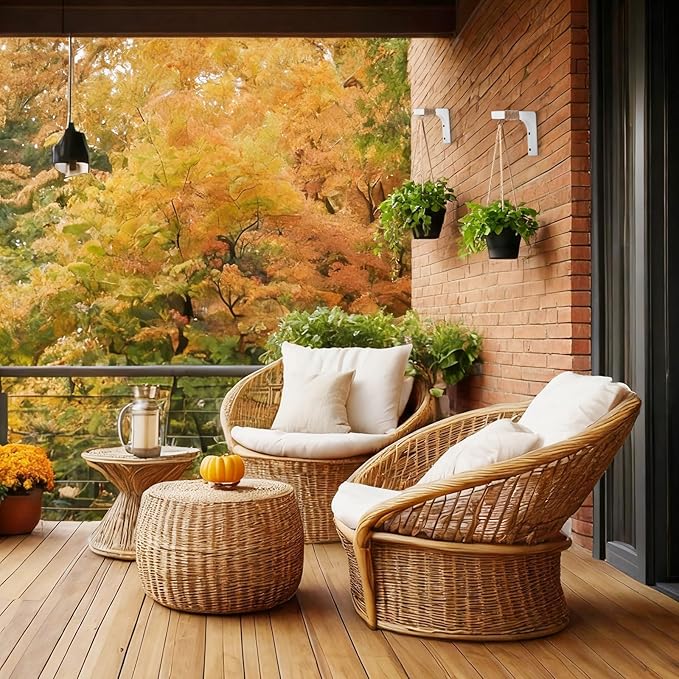 Geelin 4 Pack Wooden Plant Hanger for Wall Mounted Plant Hooks Outdoor Indoor Hanging 6 Inch Farmhouse Hanging Basket Hooks for Garden Home Wall Decoration, L x H x T: 6 x 5 x 0.8inch(White)