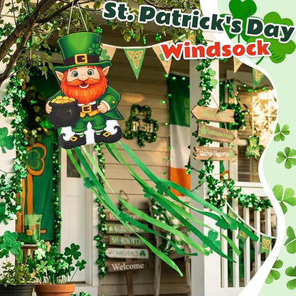 Soulchen St. Patrick's Day Leprechaun Windsock for Outside 40'' Windsocks for St. Patrick's Day Decorations Hanging Leprechaun for Farmhouse Garden Home Yard Decor