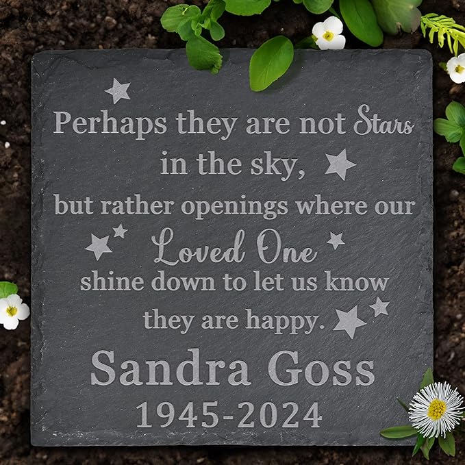 Memorial Garden Stone, Memorial Stone, Personalized Memorial Gifts, Sympathy Gifts for Loss of Loved One, Bereavement Gifts for Loss of Father Mother - Let Us Know They are Happy - Square