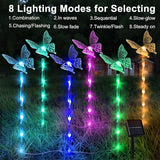 Set of 6 Arcylic Solar Lights for Outside, Solar Powered Garden Decorations with 8 Lighting Modes, Outdoor Waterproof Pathway Lights for Yard, Patio Plant Pot, Flower Bed (Butterfly)