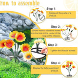 Yaocom 2 Pack Metal Flowers for Outdoor, Decorative Garden Stakes Yard Art, Outdoor Spring Garden Stake Summer Decor Bouquet of Poppy Flower Rustic Handcrafted Items for Lawn Porch Fence(Yellow)