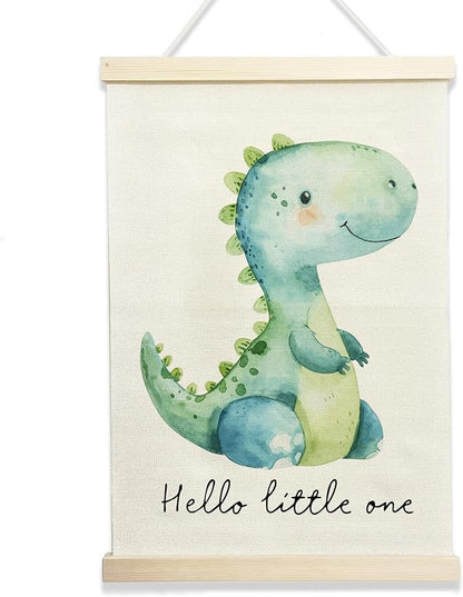 NQDWX Dinosaur Wood Poster Hanger - Playful Dino Wall Decor for Kids Room, 12x17 Inch Rustic Wooden Hanging Sign, Cute Dinosaur Banner, Unique Nursery Decor Gift for Boys & Girls. (156)