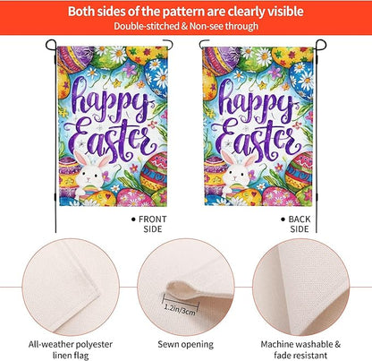 Easter Eggs Garden Flag Seasonal Double Sided 12 x 18 Inch Small Yard Flag for Indoor Outdoor Decor Holiday All Seasons
