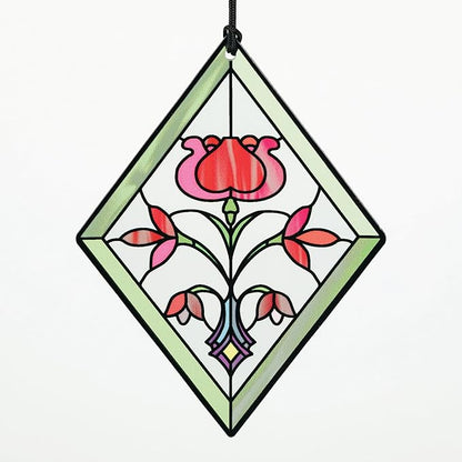 Woodstock Wind Chimes 26" Tulip Botanical Chime, Flower Stained-Glass Acrylic Wind Catcher Chimes Silver Aluminum Tubes, Windchime for Outside Garden Decor, Outdoor Patio and Front Porch