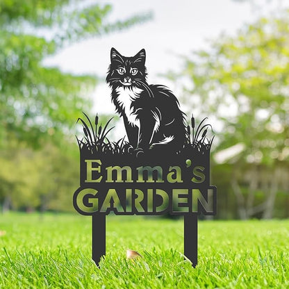 Personalized Cute Cat Kitten Metal Garden Sign,Custom Yard Sign With Stake,Outdoor Garden Décor,Pet Cat Lawn Garden Decorated Statue,Cat Sympathy Yard Metal Sign,Cat Lover Gifts Kailyard Plaque.