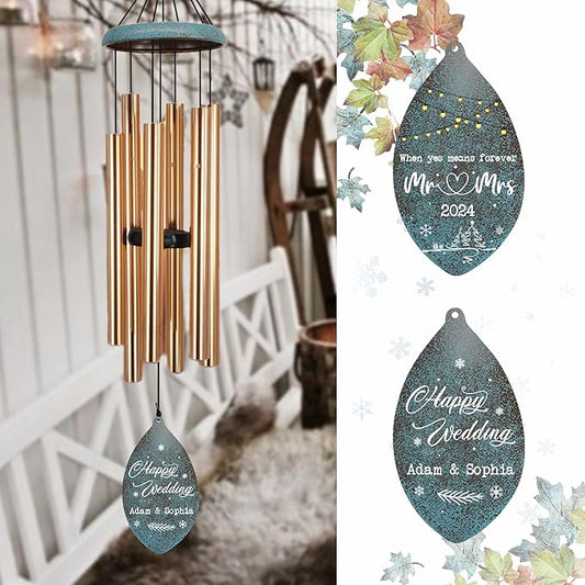 ASTARIN Wedding Gifts Wind Chime, Personalized Names & Date Wind Chimes Gifts for Couple 2024, Wedding Gift for Newlywed Bride Groom Husband Wife, Valentine’s Day Anniversary(Produced in USA)