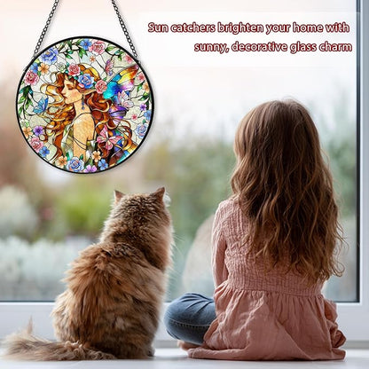 Spirits Stained Glass, Suncatcher for Window Hanging, Decoration for Window Sun Catcher Wall Art for Mom Grandma, Gifts for Spirits Lovers, for Home Yard Office Decor