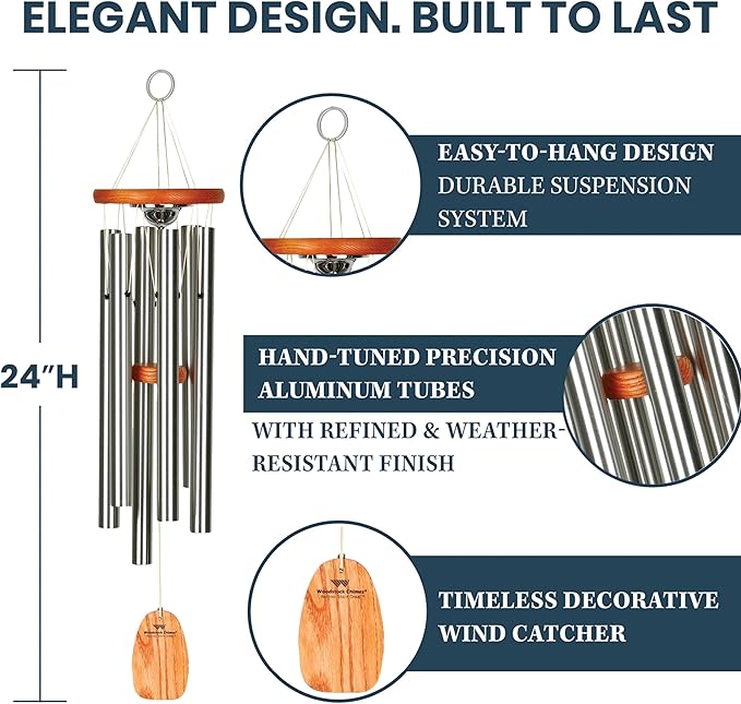 Woodstock Chimes Signature Collection Woodstock Memorial Chime 24'' Amazing Grace Wind Chime Inspirational and Memorial Wind Chimes for Outdoor, Patio, Home or Garden Décor Sympathy Bereavement (AGMU)