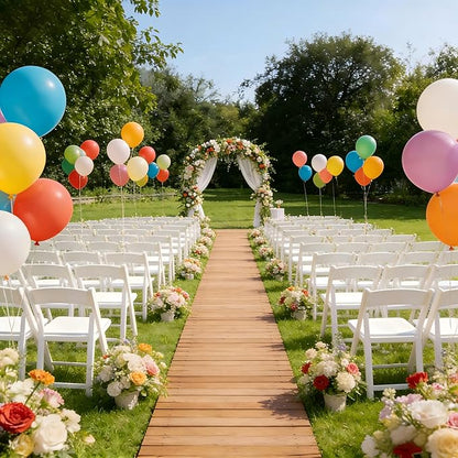 8FT Straight Wooden Garden Pathway Walkway Outdoor Roll Out Decorative Garden Non-Slip Patio Path Decorative Boardwalk Road Floor for Pool Backyard Wedding Party Beach (Warm Brown)