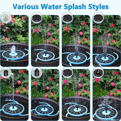 AISITIN 3.5W Solar Fountain Pump for Bird Bath Upgraded 2026, Floating Solar Water Fountain Kit with 8 Nozzles & 3 Integrated Bracket for Garden, Pond, Pool, Water Feature and Outdoor (Blue)