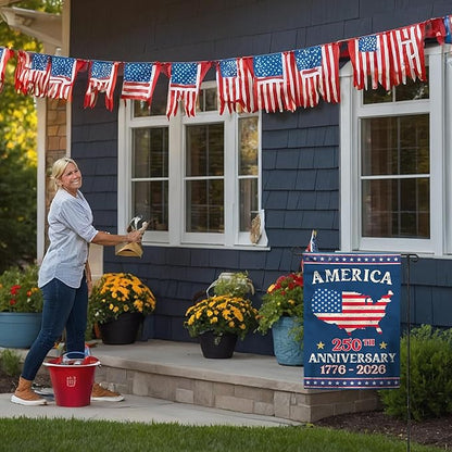 250th Anniversary America USA Garden Flag for Outside, USA Map 250 Years of Freedom 1776-2026 Patriotic Double-Sided Waterproof Yard Flag 12x18 Inch for 4th of July Memorial Day Outdoor Deco