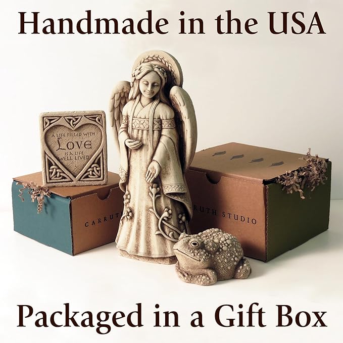 Carruth Studio Saint Francis Statue - St. Francis Blesses The Animals, Outdoor Garden Wall Plaque, Free Standing or Hanging 9" Handcrafted Stone Sculpture