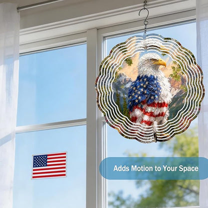 Wind Spinners Majestic Eagle Nature Art 9.8 x 9.8 Inch Metal Wind Spinner Outdoor Garden Decor Bird Illustration Decorative Wind Spinners for Yard Patio