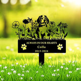 Personalized Flora Dog Memorial Garden Stake - Custom Cemetery Sign With Stake - Pet Grave Marker Plaque - Engraved Headstone for Dogs