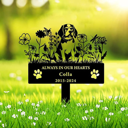 Personalized Flora Dog Memorial Garden Stake - Custom Cemetery Sign With Stake - Pet Grave Marker Plaque - Engraved Headstone for Dogs