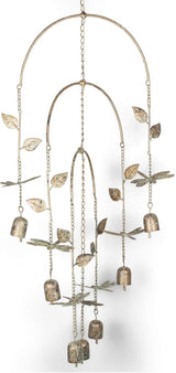 Napco Dragonfly Leaf Green 34 x 14 inch Metal Decorative Garden Bell Wind Chimes
