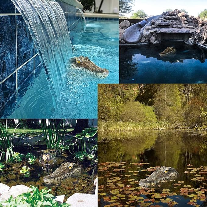 Pond Floating Alligator Head Decoy, Outdoor Pools Float Fake Gator Head Duck Detterent for Pool,Crocodile Head for Decorations,Swimming Pool,Koi Pools, 13 x 5.5 x 2.8 Inches