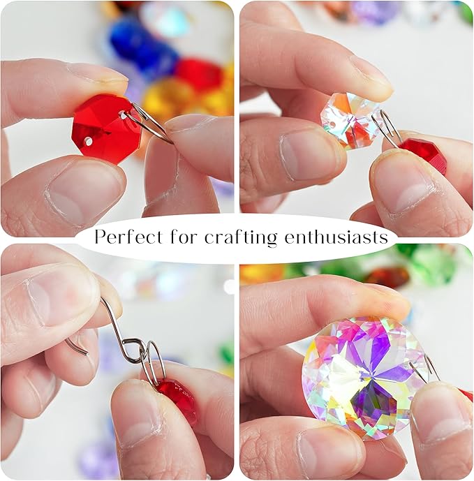 kanpura 164 Pcs DIY Suncatchers Kits Crystal Suncatcher Sun Catchers with Crystals Chandelier Prism Replacement Sun Catcher Beads for Windows Hanging