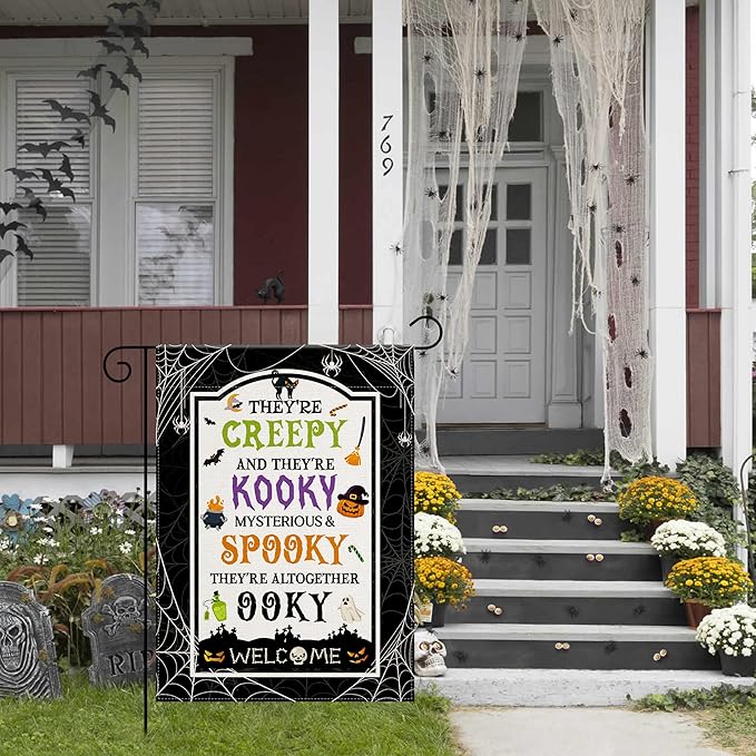 OHOME Halloween Party Decorations - Welcome Garden Flag | Halloween Decorations for Outdoor Indoor Outside - Trick or Treat Banner for Garden Porch Patio Lawn Yard Party Favors Supplies,12x18 Inch