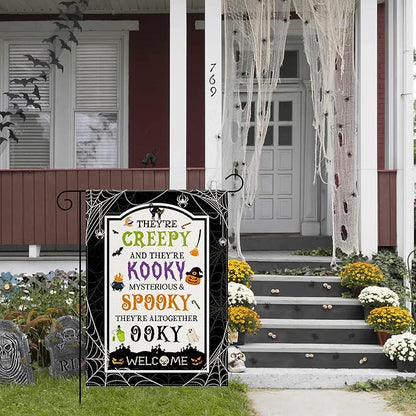 OHOME Halloween Party Decorations - Welcome Garden Flag | Halloween Decorations for Outdoor Indoor Outside - Trick or Treat Banner for Garden Porch Patio Lawn Yard Party Favors Supplies,12x18 Inch