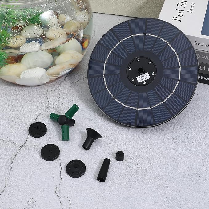 CHILDWEET Solar Powered Floating Pond Fountain Pump with Colorful LED Lights, 18cm Diameter Solar Fountain for Outdoor Garden Bird Bath and Water Feature