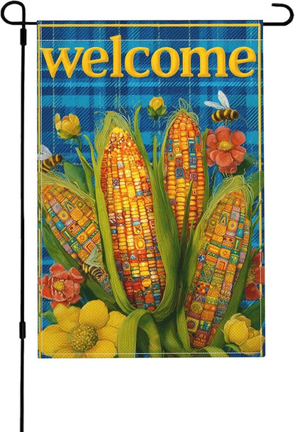 Corn Garden Flag Seasonal Double Sided 12 x 18 Inch Small Yard Flag for Indoor Outdoor Decor Holiday All Seasons