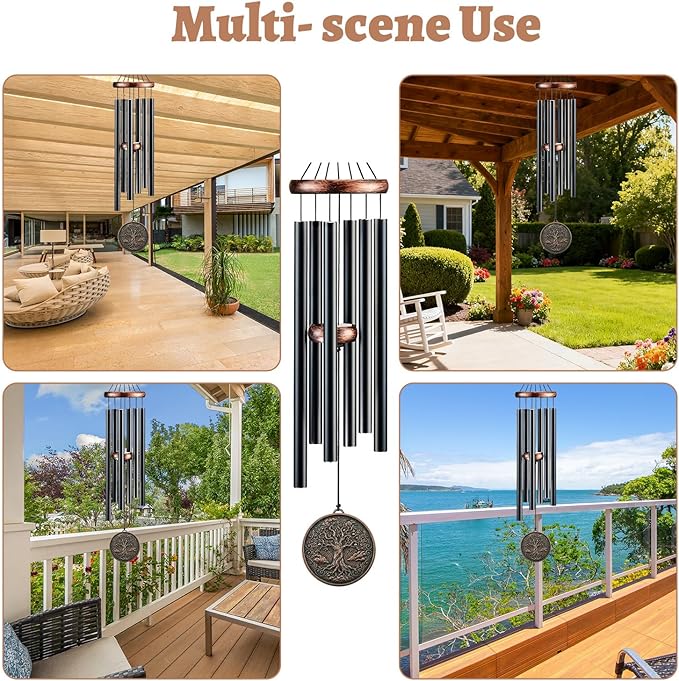 Tree of Life Wind Chimes for Outside - Hamdwerk 32" Deep Tone Wind Chime Outdoor, Mother's Day Christmas Birthday Housewarming Gifts for Mom Grandma, Memorial Sympathy Windchime for Garden Patio Decor