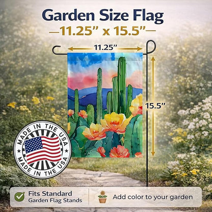 Caroline's Treasures Arizona Saguaro Cactus Blossom in Watercolor Garden Flag Mailbox Flag Decorative Yard Flag Banner Outside Patio Artwork Yard Flower Beds, Garden Size, Multicolor