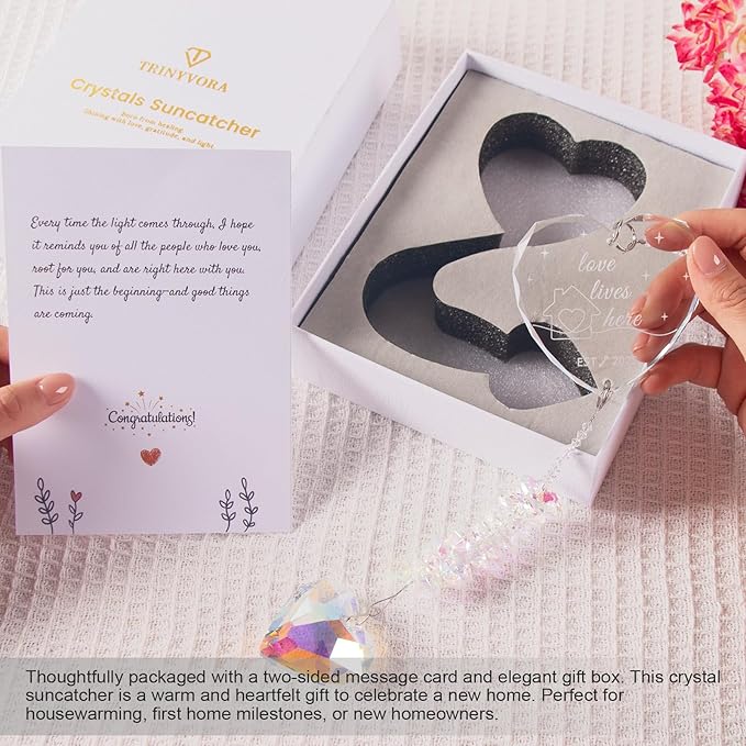 Housewarming Gift – Crystal Suncatcher New Home Ornament 2025 – First Home Gift for Couple, Window Hanging Decor, New Home Decoration for Women, Gifts for Homeowners, Home Decor