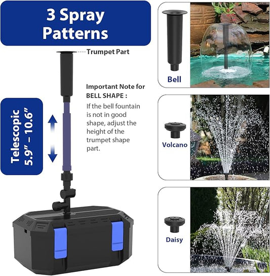 Pond Filter with Pump Fountain Kits | 400GPH Pond Filter with Pond Pump & Fountain Kit | 3 Spray Patterns | Water Feature | Koi Pond Filters for Outdoor Ponds 200-350 Gal