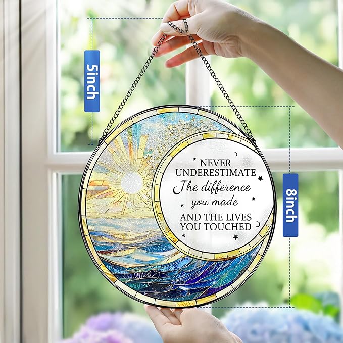 Thank You Gifts, Stained Glass Suncatcher Ornament, Window Hanging, Going Away/Goodbye, Appreciation, Retirement Gifts for Women, Men, Coworker, Boss, Friend | Retirement Party Decorations - Style C
