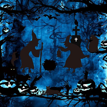AmazingSpark 22 Pcs Halloween Decorations Outdoor Witch Silhouette Yard Signs with Stakes Black Cat Hands Tombstones Cauldron Set Corrugated Plastic Waterproof Scary Silhouette for Lawn Garden Decor